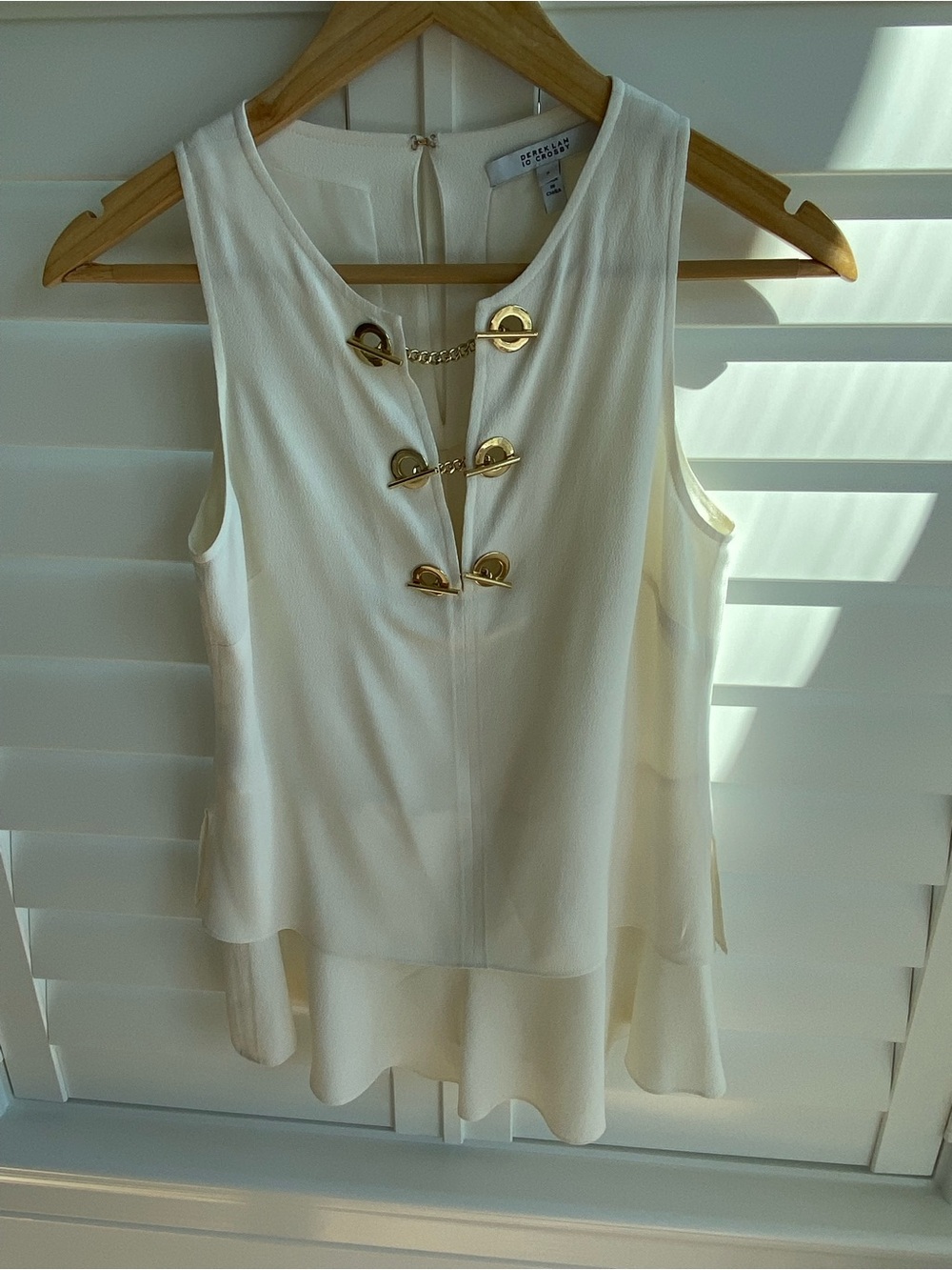 Derek Lam Cream Sleeveless Tank with Gold Hardware